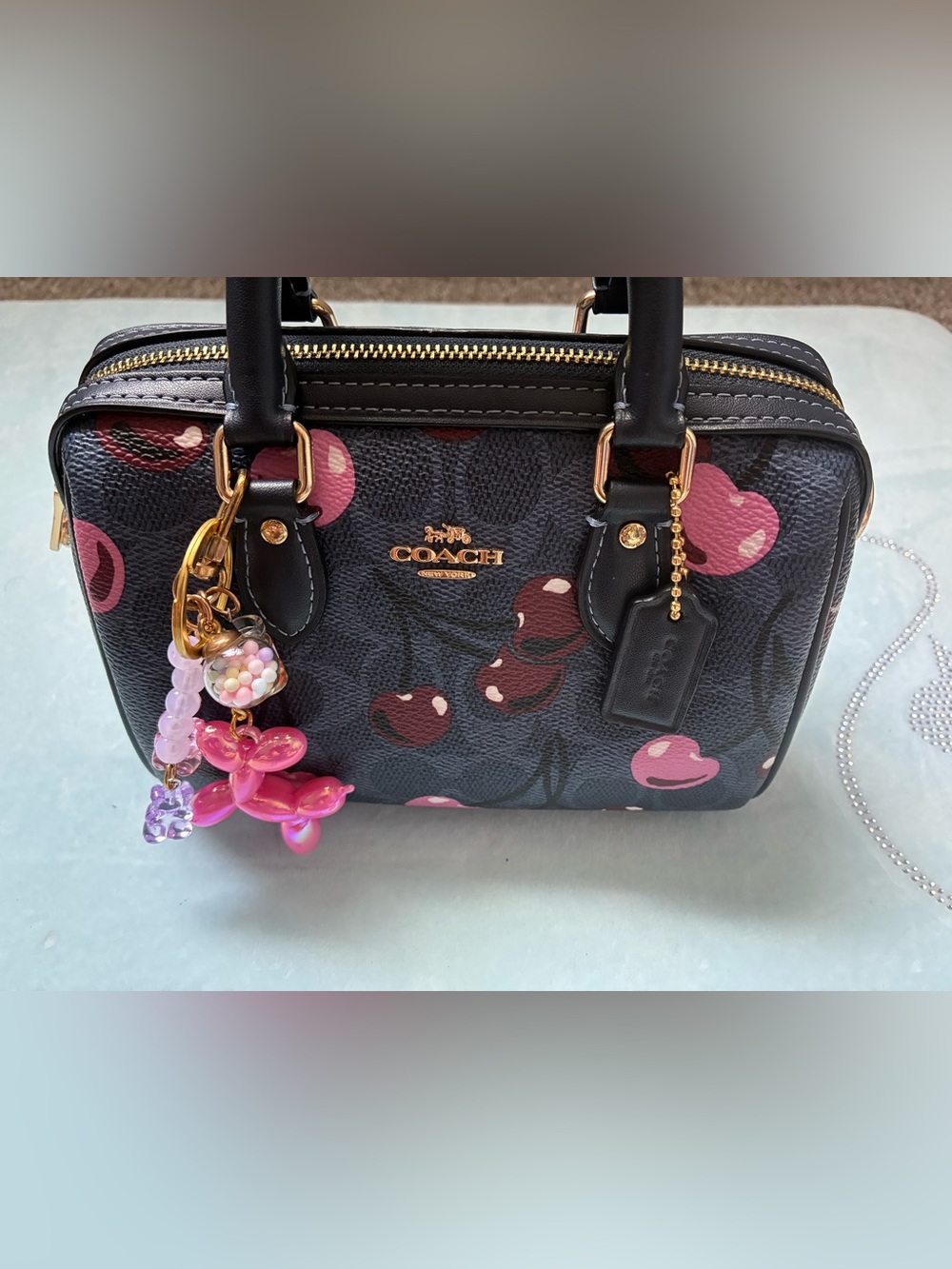 Coach Black Cherry Print Mini Rowan Satchel